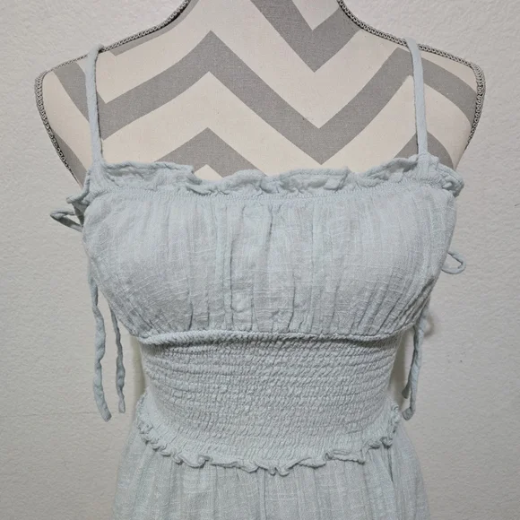 Urban Outfitters Douro Gauzey Midi Dress Light Pale Blue Green Size Small - Picture 3 of 15